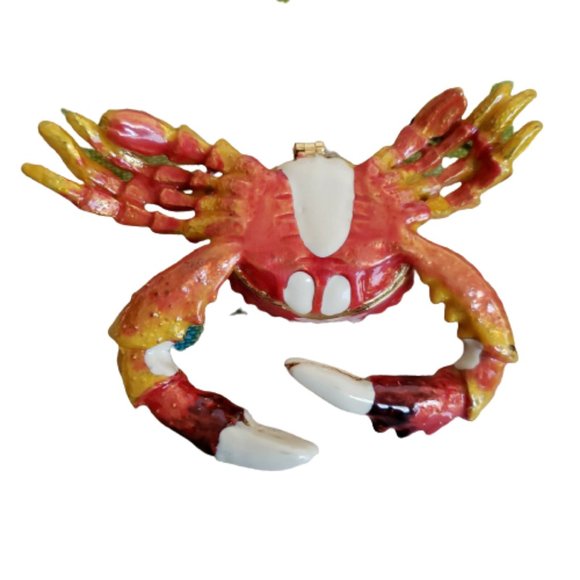 Crab Trinket Box Rhinestone Encrusted Enamel - Picture 10 of 12